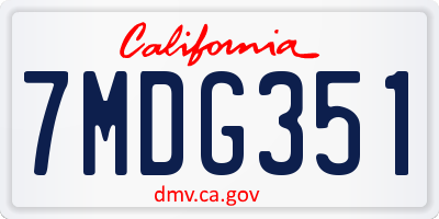 CA license plate 7MDG351