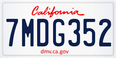 CA license plate 7MDG352