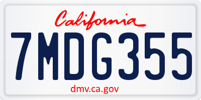 CA license plate 7MDG355