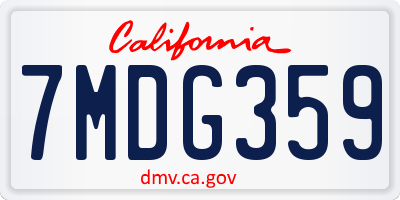 CA license plate 7MDG359