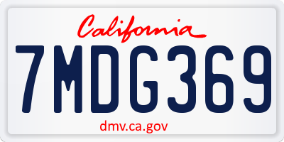 CA license plate 7MDG369