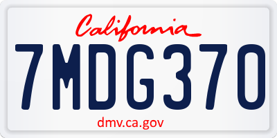 CA license plate 7MDG370