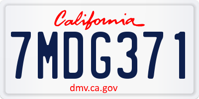 CA license plate 7MDG371