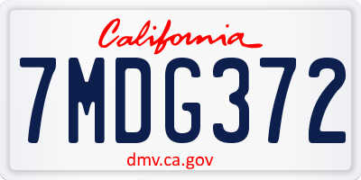 CA license plate 7MDG372