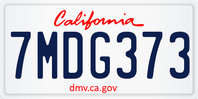 CA license plate 7MDG373