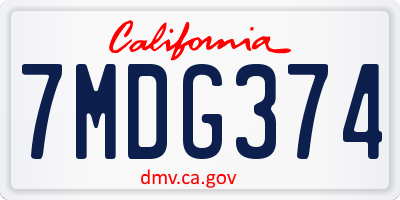 CA license plate 7MDG374