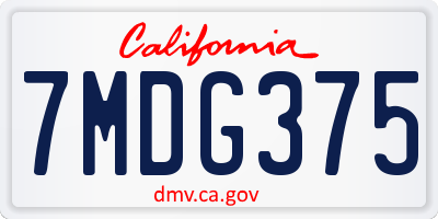 CA license plate 7MDG375