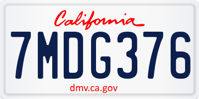 CA license plate 7MDG376