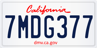 CA license plate 7MDG377