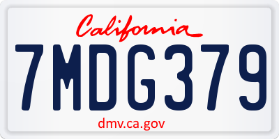 CA license plate 7MDG379