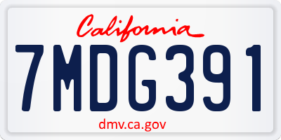 CA license plate 7MDG391