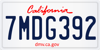 CA license plate 7MDG392