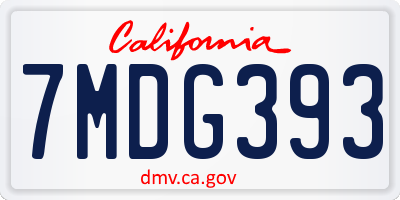 CA license plate 7MDG393