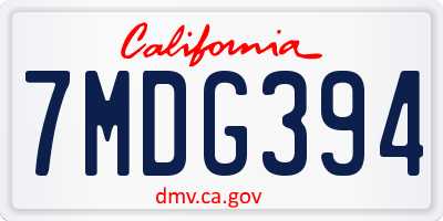 CA license plate 7MDG394