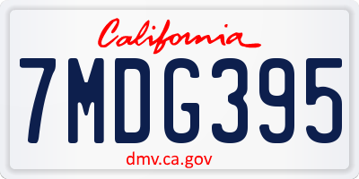 CA license plate 7MDG395