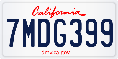 CA license plate 7MDG399