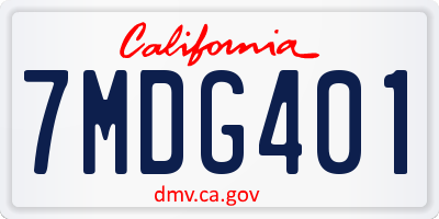 CA license plate 7MDG401