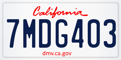 CA license plate 7MDG403