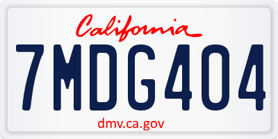 CA license plate 7MDG404