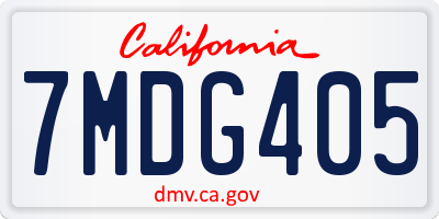 CA license plate 7MDG405