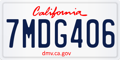 CA license plate 7MDG406