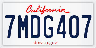 CA license plate 7MDG407