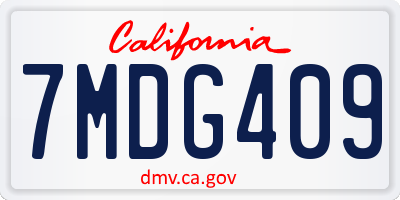 CA license plate 7MDG409