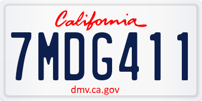 CA license plate 7MDG411