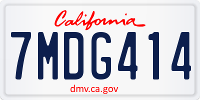 CA license plate 7MDG414
