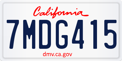 CA license plate 7MDG415