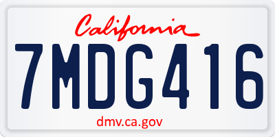 CA license plate 7MDG416