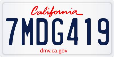 CA license plate 7MDG419