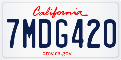 CA license plate 7MDG420