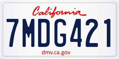 CA license plate 7MDG421