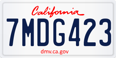 CA license plate 7MDG423