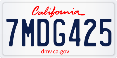 CA license plate 7MDG425