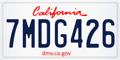 CA license plate 7MDG426