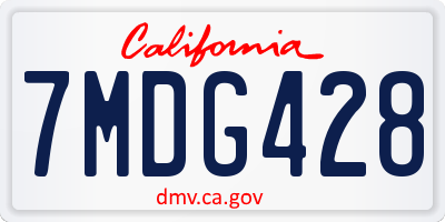 CA license plate 7MDG428