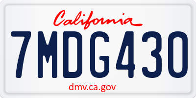 CA license plate 7MDG430