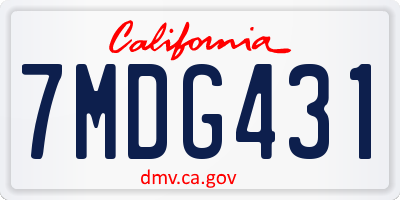 CA license plate 7MDG431