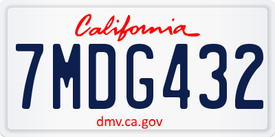 CA license plate 7MDG432