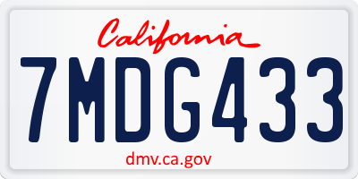 CA license plate 7MDG433