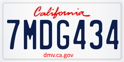 CA license plate 7MDG434