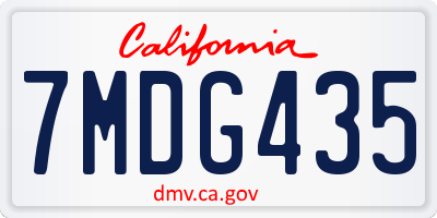 CA license plate 7MDG435