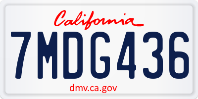 CA license plate 7MDG436