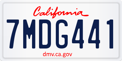 CA license plate 7MDG441