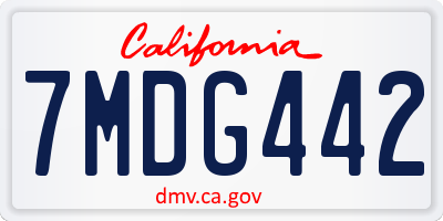 CA license plate 7MDG442