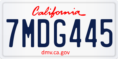 CA license plate 7MDG445