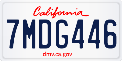 CA license plate 7MDG446
