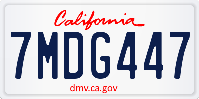 CA license plate 7MDG447